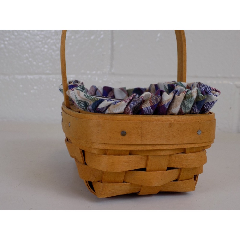 Parsley Booking Basket w/ Plaid Liner Protector & Card 2000 Longaberger Vintage - Picture 6 of 16
